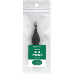 Amazon Basics Slant Tweezers Deluxe Soft Cushion Touch Black