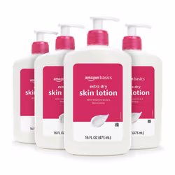 Amazon Basics Extra-Dry Skin Lotion with Vitamins B5 & E Clean Scent 16 Fl Oz (Pack of 4) (Previously Solimo)