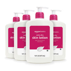 Amazon Basics Extra-Dry Skin Lotion with Vitamins B5 & E  Clean Scent  16 Fl Oz (Pack of 4) (Previously Solimo)