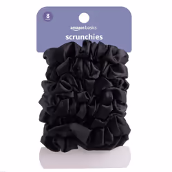 Amazon Basics Satin Scrunchies Black Hair Ties Pack of 8