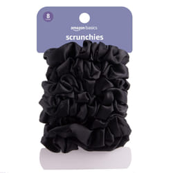Amazon Basics Satin Scrunchies Black Hair Ties  Pack of 8