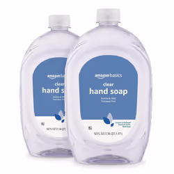 Amazon Basics Gentle Mild Clear Liquid Hand Soap Refill TriclosanFree 50 Fl Oz Pack of 2 Previously Solimo