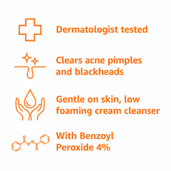 Amazon Basics Acne Cream Cleanser with 4% Benzoyl Peroxide  5 Fluid Ounces  1-Pack