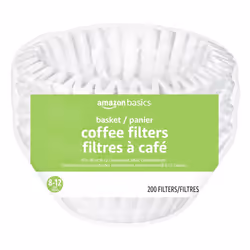 Amazon Basics Basket Coffee Filters for 8-12 Cup Coffee Makers  White  200 Count
