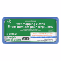 Amazon Basics Wet Mopping Cloth Refills 12 Count (Fits Swiffer Sweeper Mop Heads)