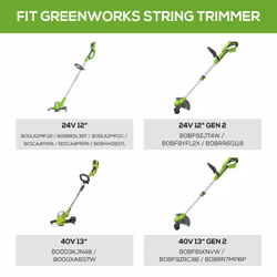 Greenworks 0.065"""" Single Line Auto-Feed String Trimmer Spools (6-Pack) + Replacement Spool Cover  Gray