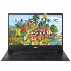 ASUS Chromebook CX1 15.6"" FHD Laptop  Intel Celeron N3350 Processor  4GB RAM  64GB eMMC Flash Memory  Intel HD Graphics  720 ...