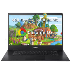 ASUS Chromebook CX1 15.6"" FHD Laptop  Intel Celeron N3350 Processor  4GB RAM  64GB eMMC Flash Memory  Intel HD Graphics  720P Webcam  Stereo Speakers