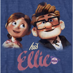 Disney Up His Ellie Couples T-Shirt(Heather Navy Medium)