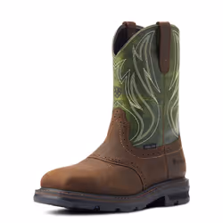 Ariat Mens Sierra Shock Shield Steel Toe Work Boot Dark Brown/Grass Green 10.5