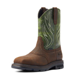 Ariat Mens Sierra Shock Shield Steel Toe Work Boot Dark Brown/Grass Green 10.5