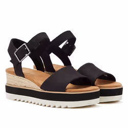 ) TOMS Diana Canvas Wedge Women's Black Sandals - Black, 8 (Adults'