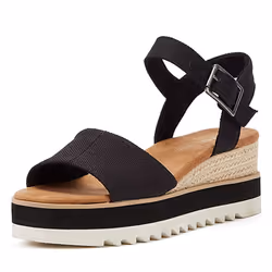 ) TOMS Diana Canvas Wedge Women's Black Sandals - Black, 8 (Adults'