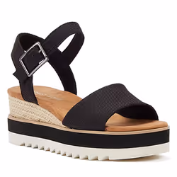 ) TOMS Diana Canvas Wedge Women's Black Sandals - Black, 7 (Adults'