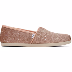 Toms Alpargata Rose Gold Glitter Womens Slipons Shoes - 3 UK 35.5 EU 5 US