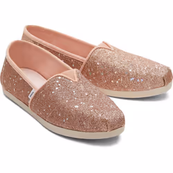 Toms Alpargata Rose Gold Glitter Womens Slipons Shoes - 4 UK 36.5 EU 6 US