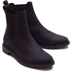 ) TOMS Charlie Leather Women's Black Boots - Black, 4 (Adults'