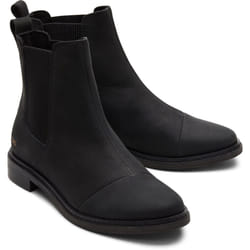 ) TOMS Charlie Leather Women's Black Boots - Black, 4 (Adults'