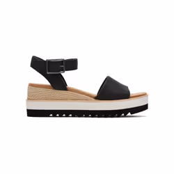 ) TOMS Diana Leather Women's Black Wedges - Black, 4 (Adults' - Additional view 4