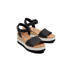 ) TOMS Diana Leather Women's Black Wedges - Black, 7 (Adults'