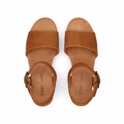 ) TOMS Diana Leather Women's Tan Wedges - Brown, 7 (Adults'