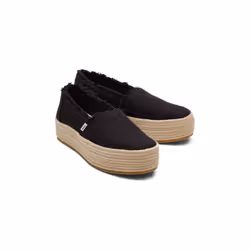 ) TOMS Valencia 100% Cotton Women's Black Espadrilles - Black, 7 (Adults'