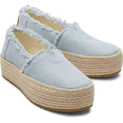 ) TOMS Valencia 100% Cotton Women's Pastel Blue Espadrilles - Blue, 8 (Adults'