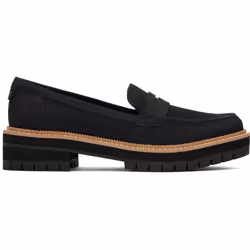 ) TOMS Cara Leather Women's Black Loafers - Black, 4 (Adults'