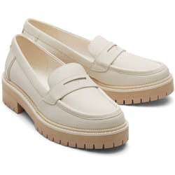 ) TOMS Cara Leather Women's Light Sand Loafers - White, 8 (Adults'