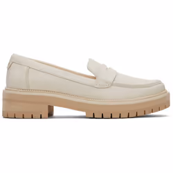 ) TOMS Cara Leather Women's Light Sand Loafers - White, 8 (Adults'