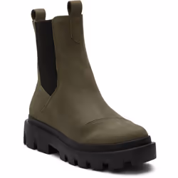 ) TOMS Rowan Leather Women's Olive Boots - Green, 4 (Adults'