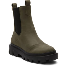 ) TOMS Rowan Leather Women's Olive Boots - Green, 4 (Adults'