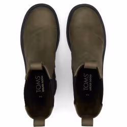 ) TOMS Rowan Leather Women's Olive Boots - Green, 4 (Adults'