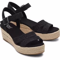 ) TOMS Audrey Textile Women's Black Wedges - Black, 8 (Adults'