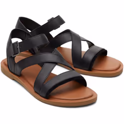 ) TOMS Sloane 100% Cow Women's Black Sandals - Black, 7 (Adults'