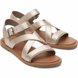 ) TOMS Sloane 100% Cow Women's Light Gold Wedges - Gold, 7 (Adults'