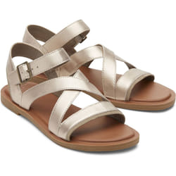 ) TOMS Sloane 100% Cow Women's Light Gold Wedges - Gold, 7 (Adults'