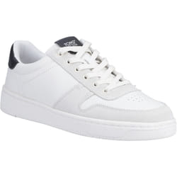 ) TOMS TRVL Lite Court Leather Men's White/Black Trainers - White, 7 (Adults'