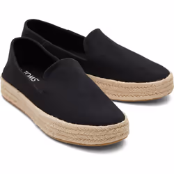 ) TOMS Carolina 100% Cotton Women's Black Espadrilles - Black, 8 (Adults'
