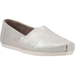 ) TOMS Alpargata with Cloudbound Leather Women's Silver Espadrilles - Silver, 4 (Adults'