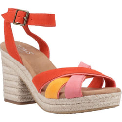 ) TOMS Majorca Strappy Leather Women's Flame Sandals - Red, 8 (Adults'