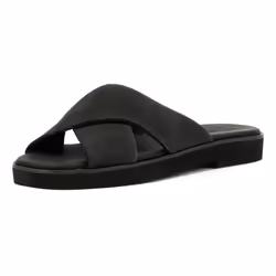 ) TOMS Mae Crossover Leather Women's Black Sandals - Black, 3 (Adults'
