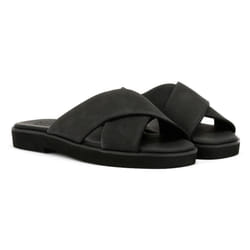 ) TOMS Mae Crossover Leather Women's Black Sandals - Black, 5 (Adults'