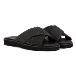 ) TOMS Mae Crossover Leather Women's Black Sandals - Black, 6 (Adults'