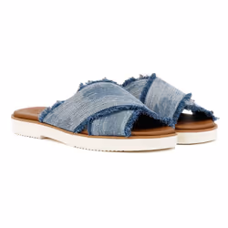 ) TOMS Mae Crossover Denim Women's Fray Dark Sky Sandals - Blue, 7 (Adults'
