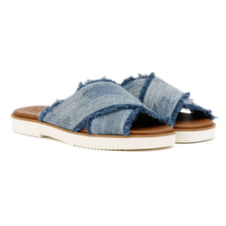 ) TOMS Mae Crossover Denim Women's Fray Dark Sky Sandals - Blue, 7 (Adults'