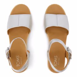 ) TOMS Diana Leather Women's Silver Wedges - Silver, 4 (Adults'