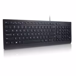 Lenovo Essential, Full-size (100%), Wired, USB, QWERTY, Black