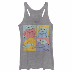 Star Wars Mandalorian Baby Yoda 4 Box Women's Racerback Tank Top  Gray