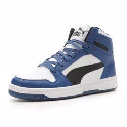 PUMA Men's REBOUND LAYUP Sneaker PUMA White-PUMA Black-Clyde Royal 10.5